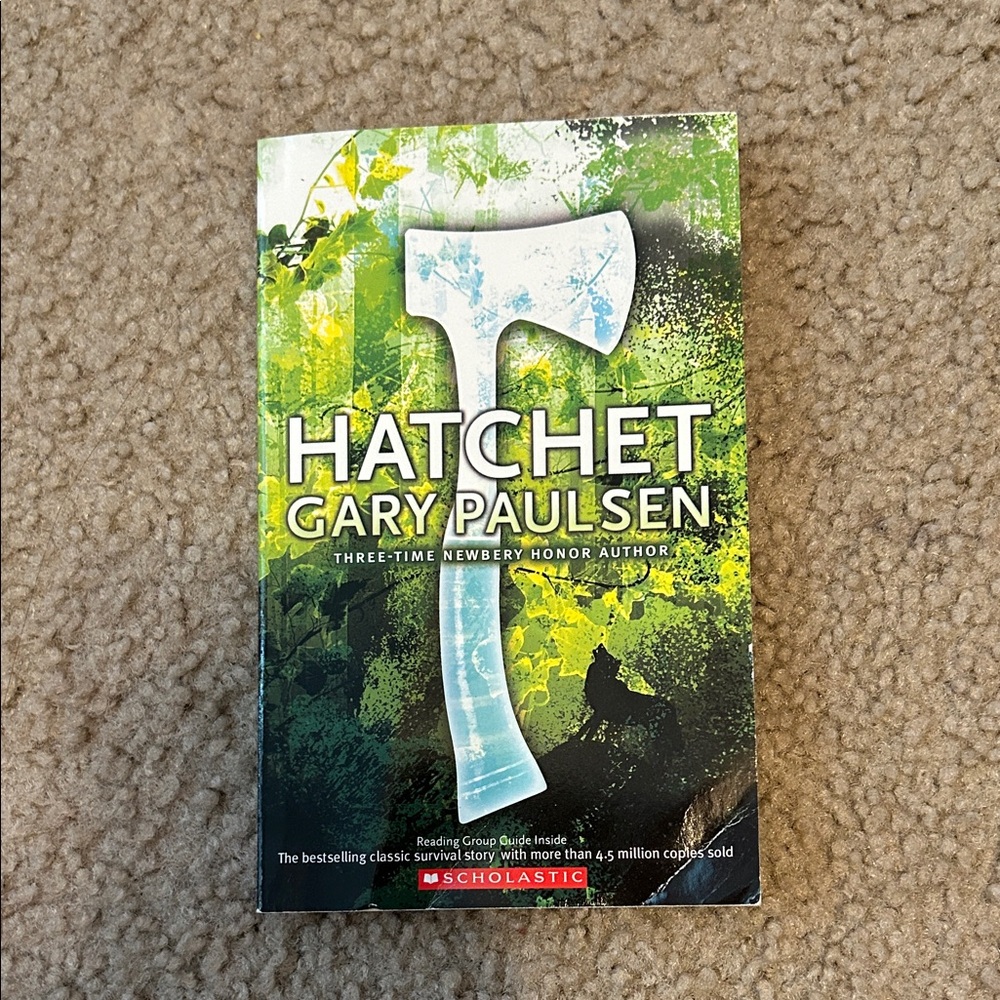 Scholastic Hatchet Book with Green and Black Cover